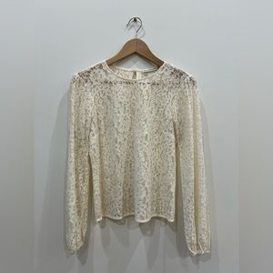 Abercrombie & Fitch Sheer Lace Cream Blouse - Small